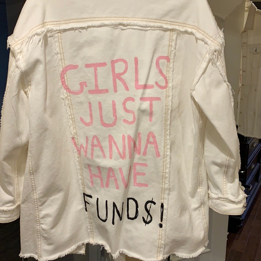 Painted white boyfriend fit jacket